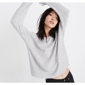 Madewell Gray Speckled Relaxed Boxy Crewneck Sweater S XXS Merino & Alpaca Wool
